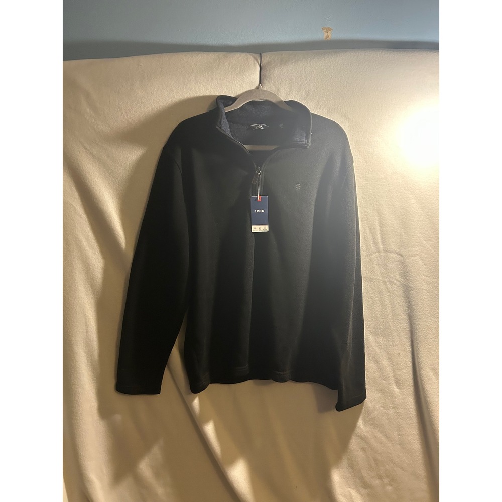 IZOD Advantage Mens Quarter Zip Pullover Sweater Black Soft Touch NWT Medium